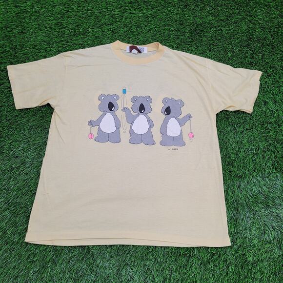 Vintage 1986 Koala Bear Shirt Womens XL 22x26 Yellow - Picture 1 of 16